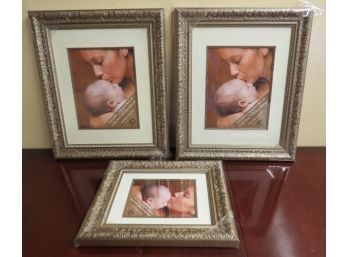 Three Matching Silvered Bronze Portrait Frames (2) 16' X 20' And (1) 14' X 11'