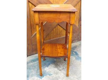 Country Pine Corner Table / Stand With Shelf