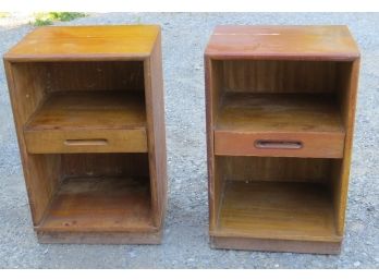 Pair Of Late Deco/mid-century Center Drawer Bookshelf Night Stands - Paul Frankl?