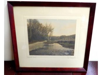 Orig Fred Thompson Hand Colored Photo Titled - Roadside Brook 15.5' X 14' In Size