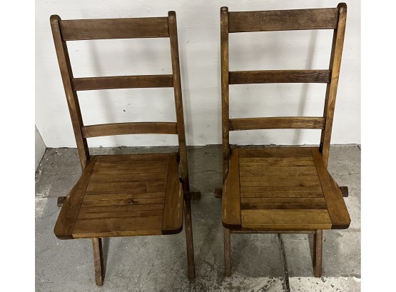 Two Folding Maple Theater Seats