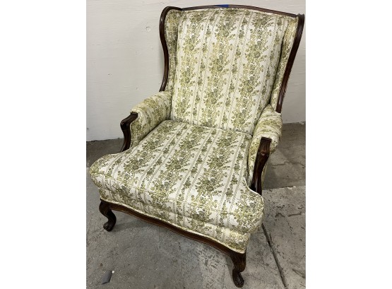 Upholstered Arm Chair With Walnut Frame