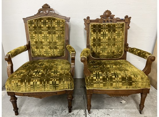 Two Victorian Walnut Parlor Chairs Circa 1880