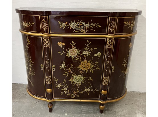 Pretty Paint Decorated And Lacquered Oriental Cabinet
