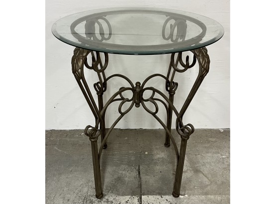 Stylish Metal And Glass High Top Table