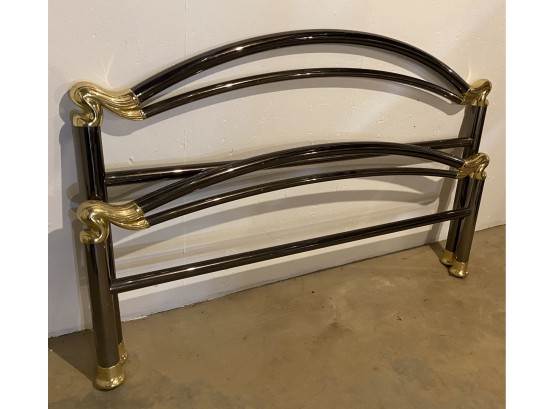 Snappy Smoked Chrome And Brass Head Board And Footboard