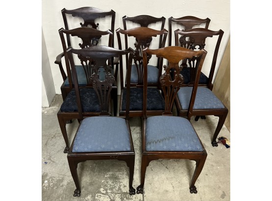 Eight Mahogany Chippendale Chairs With Slip Seats Circa 1940