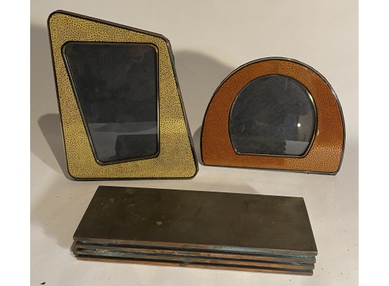 Nice Quality Bronze And Copper Antique Dresser Box And Two Stylish Frames