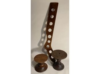 Sock Stretcher And Two Wooden Compotes