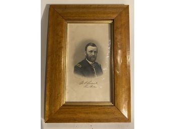 Hand Colored Print In Maple Frame - U.S. Grant 1872
