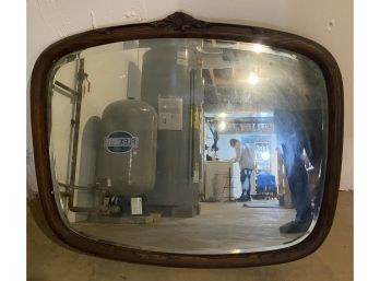 Circa 1920s Beveled Oak Mirror