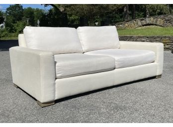 A Fine Modern White Linen Sofa By Restoration Hardware (2 Of 2)