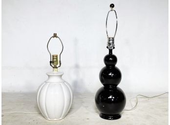 Vintage Ceramic Table Lamps - Black And White