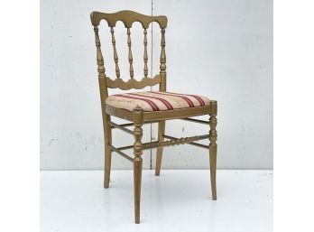 A Vintage Painted Wood Spindle Back Petit Side Chair, Or Vanity Seat