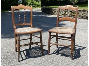 An Antique Caned Side Chair Pairing