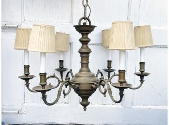 A Mid-19th Century English Brass Chandelier - Originally For Candles, Wired For Electricity