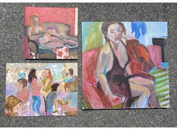Large Oil On Canvas Paintings, Unframed