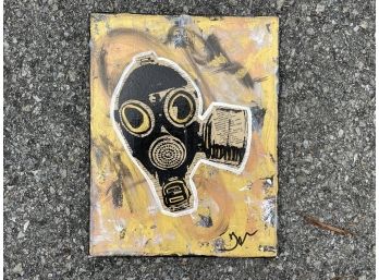 A Modern Mixed Media On Canvas, Gas Mask, Jesse James, 2017