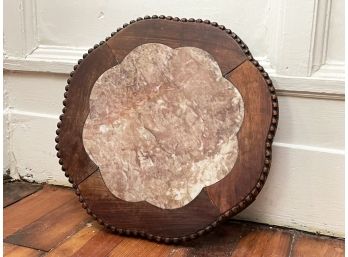 An Antique Marble And Wood Tray, Or Trivet