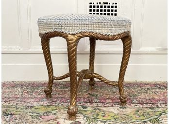 A Gilt Wood Rope Form Vanity Seat