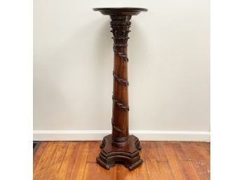 An Early 20th Century Carved Mahogany Pedestal
