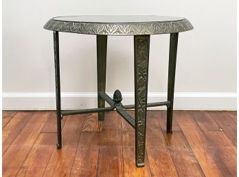 An Antique Art Deco Brass And Glass Cocktail Table
