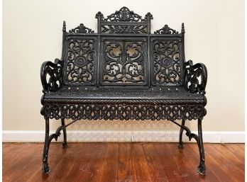 An Authentic Antique Cast Iron New York City Bench By Peter Timmes & Sons Of Brooklyn (Signed)