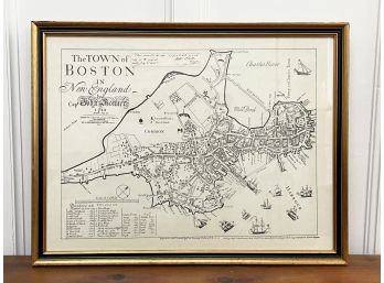 An Antique Engraving, Map Of Boston