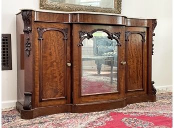 A Late 19th Century Marble Top Console With Inset Mirror Panel - Gorgeous In Hall Or As Bar