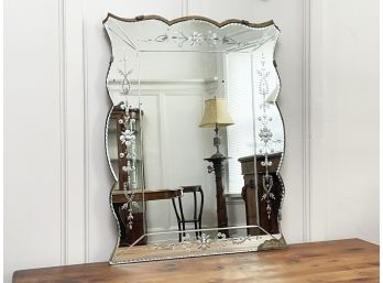 An Antique Cut Glass Mirror Framed Mirror