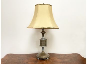 An Early 20th Century Antique Brass Lamp - Tobacco Urn Drilled For Electricity