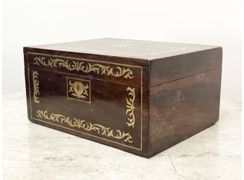 An Antique Brass Inlay Jewelry Box