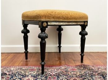 A Lacquered Footstool With Mother Of Pearl Inlay And Gilt Medallions