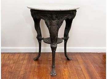 A 19th Century Cast Iron Marble Top Outdoor Occasional Table