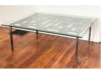 A Stunning Bespoke Wrought Iron Gate / Glass Top Coffee Table