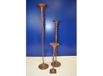 3 Abstract Hammered Metal Candle Holders