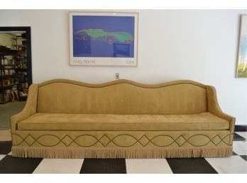 Large Custom Velvet Fringe Sofa