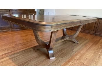 Ashley Furniture  Trestle Style Banded Dining Table With Two Leaves