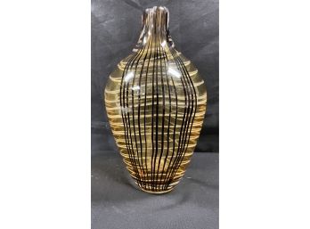 A Decorative Hand Blown  Swirl Glass Vase - 10.5'h