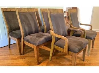 A Set Of 8 Classic Contemporary Upholstered Dining Chairs By Ashley Furniture