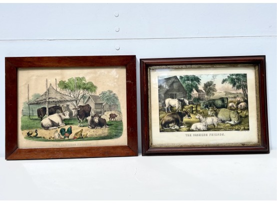 Two Currier & Ives Hand Colored Prints - The Farmers Friends - Circa, 1838 - 1872