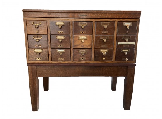 Early To Mid 20th Century 'Library Bureau Makers' Oak Card Catalog Cabinet