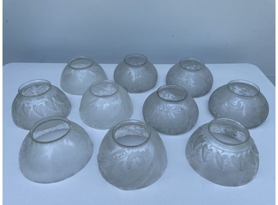 Group Of Antique Acid Etched Glass Shades