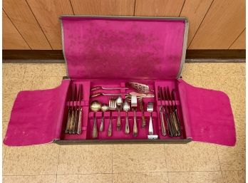 Antique Silver Plated Flatware Set, Service For Eight