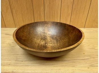 Hand Turned Wood Bowl With Aged Patina From Weston Bowl Mill (Vermont)