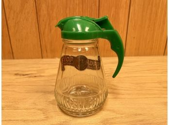 1950s Mid Century Stop Drip Glass Syrup Pitcher