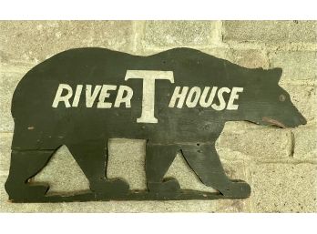 Vintage 'River T House' Painted Wood Sign From Vermont