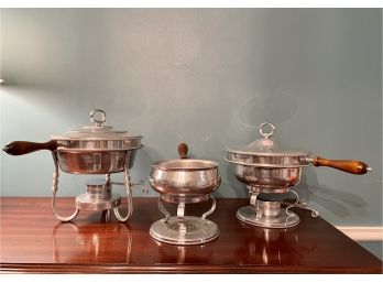 Mid Century Chaffing Dishes & Fondue Pot Including Pfaltzgraff