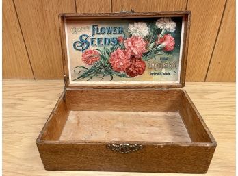 Antique D. M. Ferry & Co Oak Seed Box