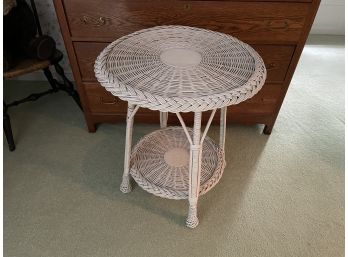 Mid Century Round Wicker Side Table